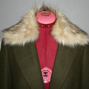 Vintage Women's Topshop Dark Green Peacoat w/ Removable Fur Collar – Size 6